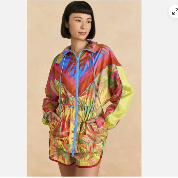 FARM Rio Jackets & Blazers - NWT FARM Rio Mixed Painted Birds Windbreaker Jacket Small
